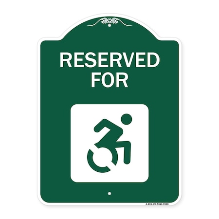Signmission Reserved For With Accessible Symbol Heavy-Gauge Aluminum Architectural Sign, 24" x 18", GW-1824-9908 A-DES-GW-1824-9908